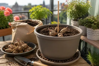 Planter des dahlias en pot sur balcon avant fin mai : pot en litres, substrat, arrosage